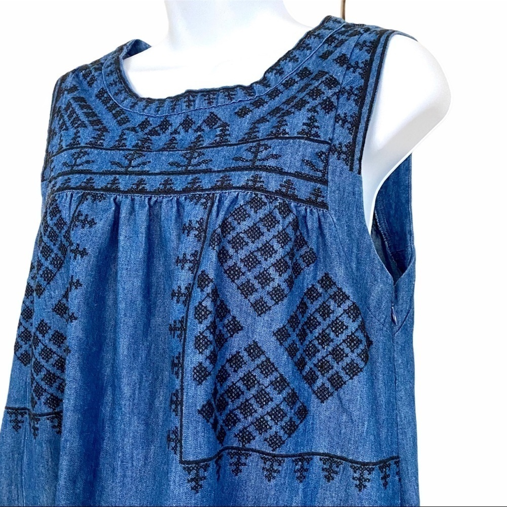 HONEY PUNCH Blue Embroidered Sleeveless Mini Dress Small